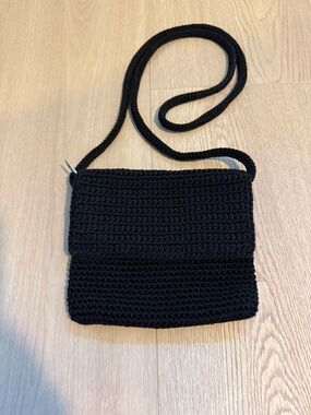 The Sak Black Crochet Crossbody Bag Boho Knit Purse
